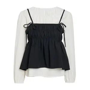 [JJ지고트](대전신세계)뷔스티에 레이어드 프릴 블라우스 GR4N0BL451