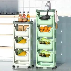 이동식 주방트롤리 5단 틈새 선반 조립식 카트 플라스틱 수납함 OKA-BSK5P