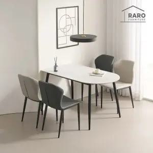 라로퍼니처 앤디 1350 반타원 포세린 통 세라믹 4인 식탁 세트 식탁+의자4)