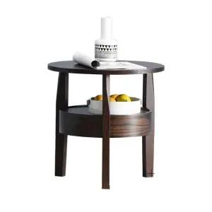 월넛 원목 미니 50cm 사이드 2단 테이블 원형 (WFHJLQ7)