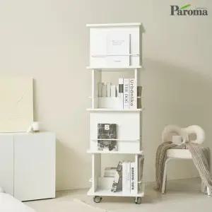 파로마 울라 완제품 전면 이동식 회전 책장 책꽂이 4단