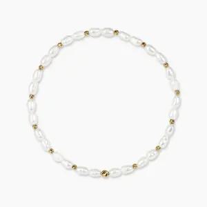 14K 블러쉬 컷팅볼 진주 팔찌