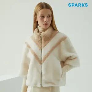 [스팍스]양모100 배색 무스탕 자켓 SO4LJP034