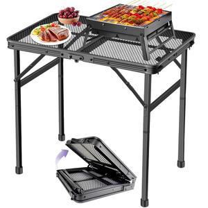 브라이언 & 댄이 캠핑 테이블 접이식 그릴 테이블, 작은 높이 조절 가능, 야외용 휴대용 메탈 피크닉 블랙, 2x1.3FT