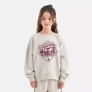 [아웃도어 프로덕츠 키즈]여아 세미크롭 그래픽 맨투맨 (오트밀) OD253IMM74_OTM