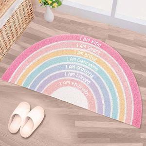 드라이다이어트 도어 매트 웰컴 반원형 공간 러그 여자 교실용 35 43 x17 72 핑크 파스텔 i e s 미끄럼 방지 보호 영감을 주는 명언 먼지 저항 프론트 바닥 카펫