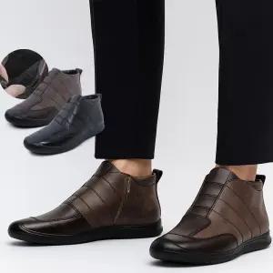 남성 겨울 털부츠 가죽 방한화 남자 신발 하이탑 스니커즈 로퍼/sh-25371