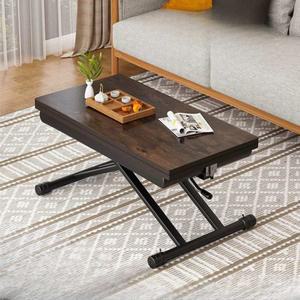 리프트업 테이블 높이조절 월넛 식탁 탁자 소파 거실 원목 90X45