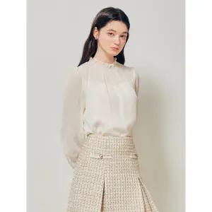 [JJ지고트](광주신세계)체크 셔링 프릴넥 블라우스 GR2M0BL901