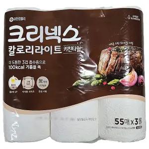 크리넥스 칼로리 라이트 키친타올 55매 x 3롤 x 2개