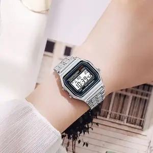 사각 디지털 시계 전자 손목시계 스톱워치 패션 메탈 (WFK9FJC)