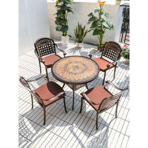 4인용 4인 야외 인 카페 엔틱 테이블 알루미늄 의자 발코니 80cm 원형 주조 2개 주물 식탁