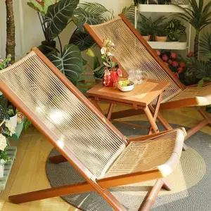 접이식 라탄 일광욕 온천 발코니 의자 발받침 베드