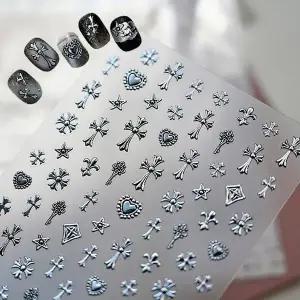 네일아트 빈티지 메탈 크롬 키치 엔틱 십자가 스티커 (WFKAH6S)