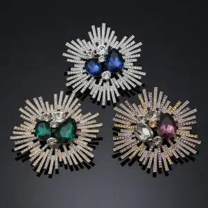 [하프클럽/]지르코니아 화려한 패션브로치 쿠빅 칼라 불꽃 옷핀