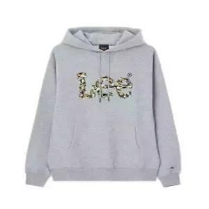 리 후드티 lee 카모 트위치 로고 후드 티셔츠 그레이