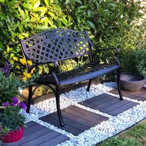 야외 철제 벤치 포토존 알루미늄 등받이 주물 대각선 카페 공원 의자