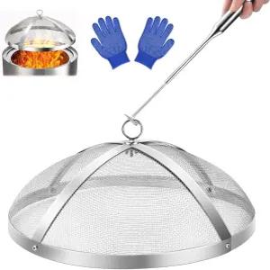 솔로 스토브 모닥불 19.5인치용 파이어 피트 스파크 스크린 제거 손잡이 스테인리스 스틸 덮개 액세서리