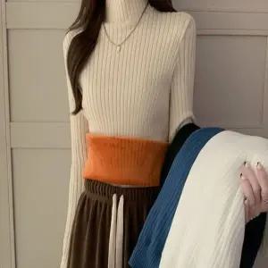 니트 긴팔목폴라 골지목폴라 목폴라 대비 여자목티 추운 겨울 기모안감 골지
