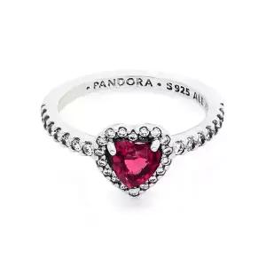 [판도라 PANDORA] 198421C02 엘리베이티드 레드 하트 실버 반지
