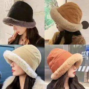 여성 부들 윈터 밍크 포근 따뜻 뽀글이 버킷햇 겨울