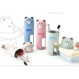 양치컵세트 곰돌이모양 휴대용 칫솔통 칫솔 수납 꽂이 귀여운컵 세트상품