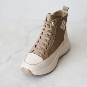 천연소가죽 클로바 컴포트 쿠션 미끄럼방지 키높이 하이탑 스니커즈 5CM P-S9