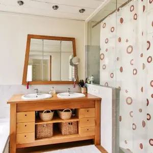 땡땡이 반투명 샤워 커튼 브라운 중 욕실커튼 방수커