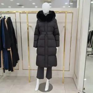 [꼼빠니아]풍성한 폭스퍼 후드 허리라인벨트 롱다운 CAFW1 WIH120 450_YS