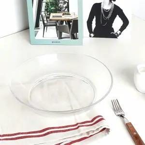 강화 유리 깊은 접시 26cm 내열성 식기 투명 그릇 보관 용기 스페이스 이빙 세라믹