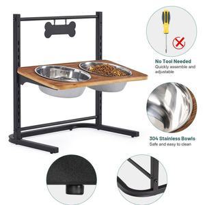 대형견식기 높이조절그릇 나무식기 더블 B 200ml 매트리스 애완견 유리 실용적인 우드