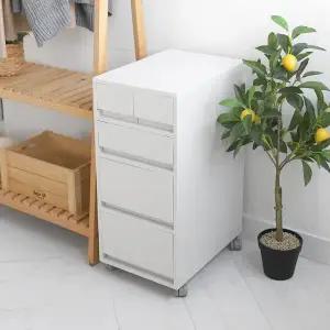 화이트 서랍장 바퀴형 미니 4단 이동식 서랍장 수납 멀티 데스크 사무실 서랍형 정리함 수납장 사무용 침대