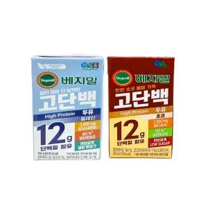 정식품 베지밀 고단백 두유 플레인 + 초코 190ml 12개