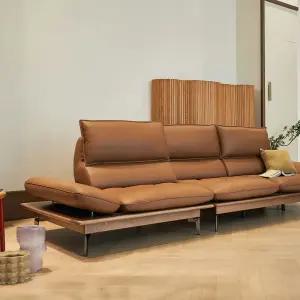 15+5+5만원 증정  산다라 4인용 슈타크 통가죽 원목 스윙소파