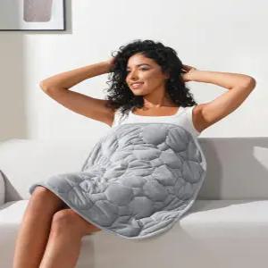 키빅 무게 무릎 담요 7파운드 패드 휴식을 위한 소형 여행용 휴대용 및 통기성 회색 24인치 x29인치