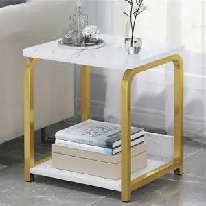 모던골드 사각 철제 협탁 대리석 패턴 침대 옆 테이블
