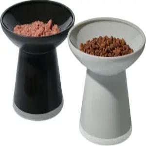 네코이치 2pcs 엑스트라 와이드 고가 고양이 사료 그릇 - 수염과 목의 피로를 줄이기 위한 BPA 프리