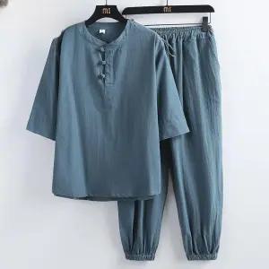 숯가마옷세트 마사지복 황토 찜질방 찜질복 상하세트 한증막 사우나복 남자 여자 한복 스타일