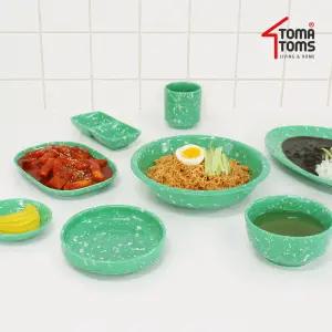 [토마톰스]뉴트로 도자기 분식그릇 2인 풀세트