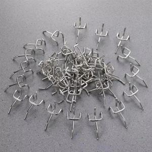 [호환제품] 50Pcs 탄소강 Pegboard 후크 3.3mm 와이어 랩 보드 실버 홀 플레이트 차고 작업장 스토리지