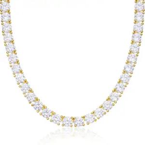 여성 남성용 키스얀 테니스 목걸이 14K 금/은 도금 시뮬레이션 다이아몬드 체인 원형 큐빅 지르코니아 초커