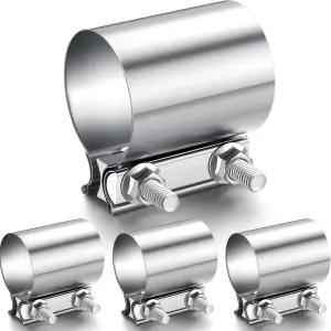 모닝로 4개 4인치 배기 클램프 스테인리스 스틸 파이프 머플러 버트 조인트 밴드 슬리브 커플러 연결 촉매