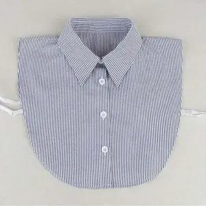 레이어드 카라 셔츠 스트라이프 패턴 넥 페이크 티셔츠 여성용 블라우스