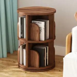 2단 우드 원형회전책장 원목 지름두겹웜베 책장