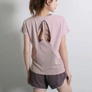 여성용 반팔 운동 티셔츠 상의