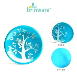 브린웨어 HOOT 플레이트 블루키즈식기 어린이접시 내열유리실리콘
