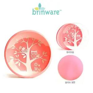 브린웨어 HOOT 플레이트 핑크어린이접시 식기 키즈 내열유리실리콘