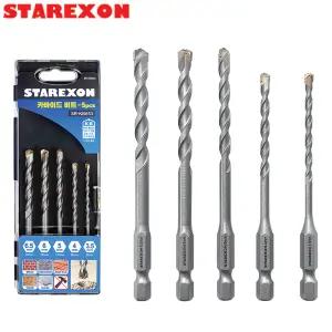 스타렉슨 카바이드 드릴비트 세트 5P 육각 타일 콘크리트 목공 유리 SR-KB653