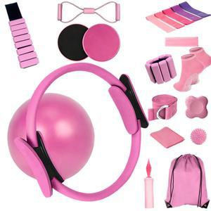 자이보라 필라테스 장비 세트 홈 운동용 u201315in1 링 및 볼 세트, 저항 밴드, 요가 액세서리, 코어 슬라이더 발목 웨이트, 필수품 키트