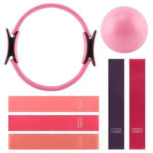 저항 밴드가 있는 진탕 필라테스 링 및 볼 세트, 14인치 서클 링, 9.8 u201D 5가지 밴드 여성 트레이닝 코어용 홈 운동 키트, 전신